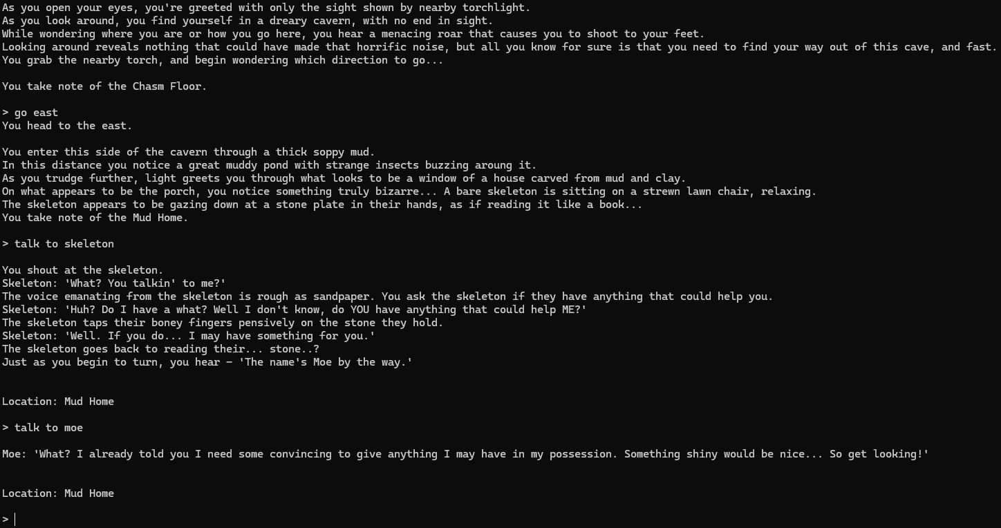 Cave Adventure Game Screenshot